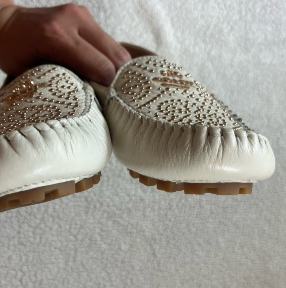 NEW COACH ALANA PEBBLE GRAIN LEATHER FLAT SLIP SHOES SIZE 7.5 WOMENS